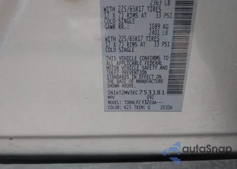 2014 Nissan Rogue S z USA, uszkodzony, nr VIN 5N1AT2MV3EC753181